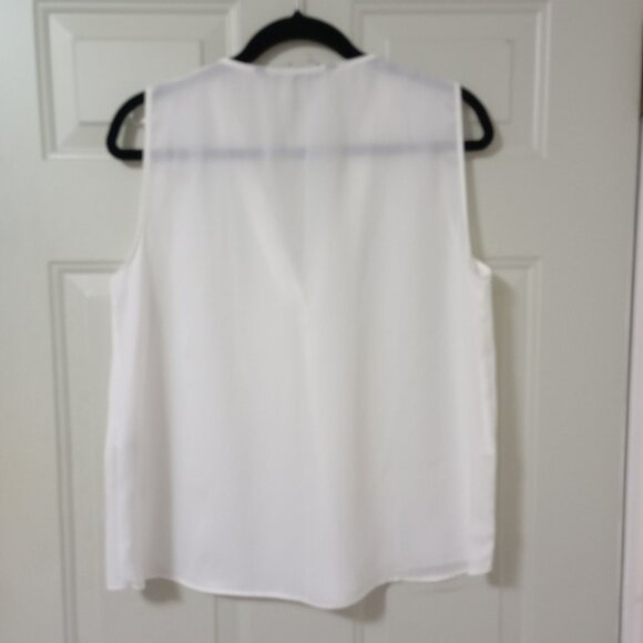 Zara Basic Collection White V-Neck Sleeveless Top With Fringe Trim Size L - Picture 4 of 8